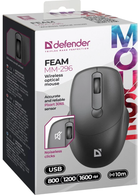 Миша Defender Feam MM-296 Black (52296) (7032508) Киев - изображение 3