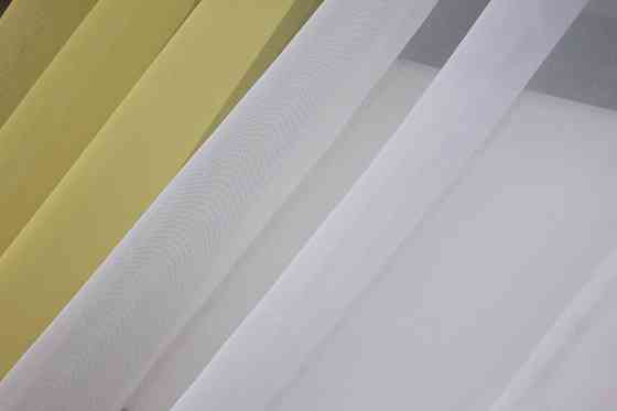 Кухонні штори VR-Textil № 017к комбіновані з підв'язками жовтий з білим 265х170 см (50-081) Киев