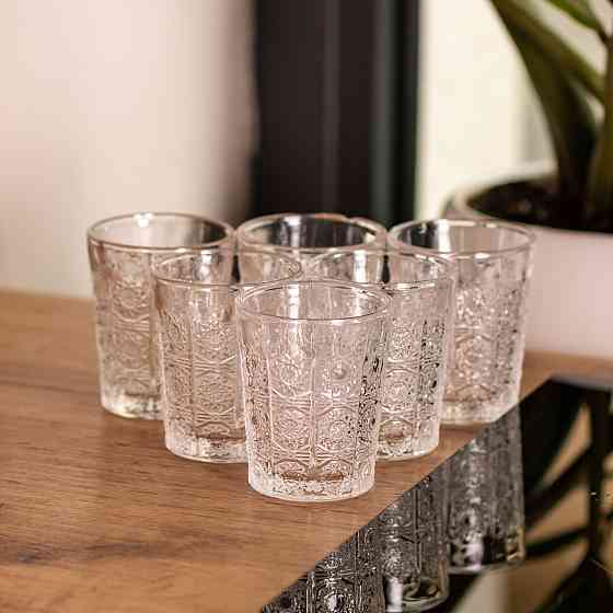Yiwu Набір скляних стаканів 6 шт по 50 мл з візерунком, прозорі HP-19-132 Коломия
