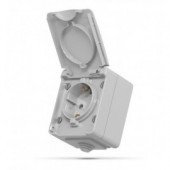 BINERA сірий Розетка зовнішня 1-а із заземленням з кришкою IP65 Videx Житомир - фото 1