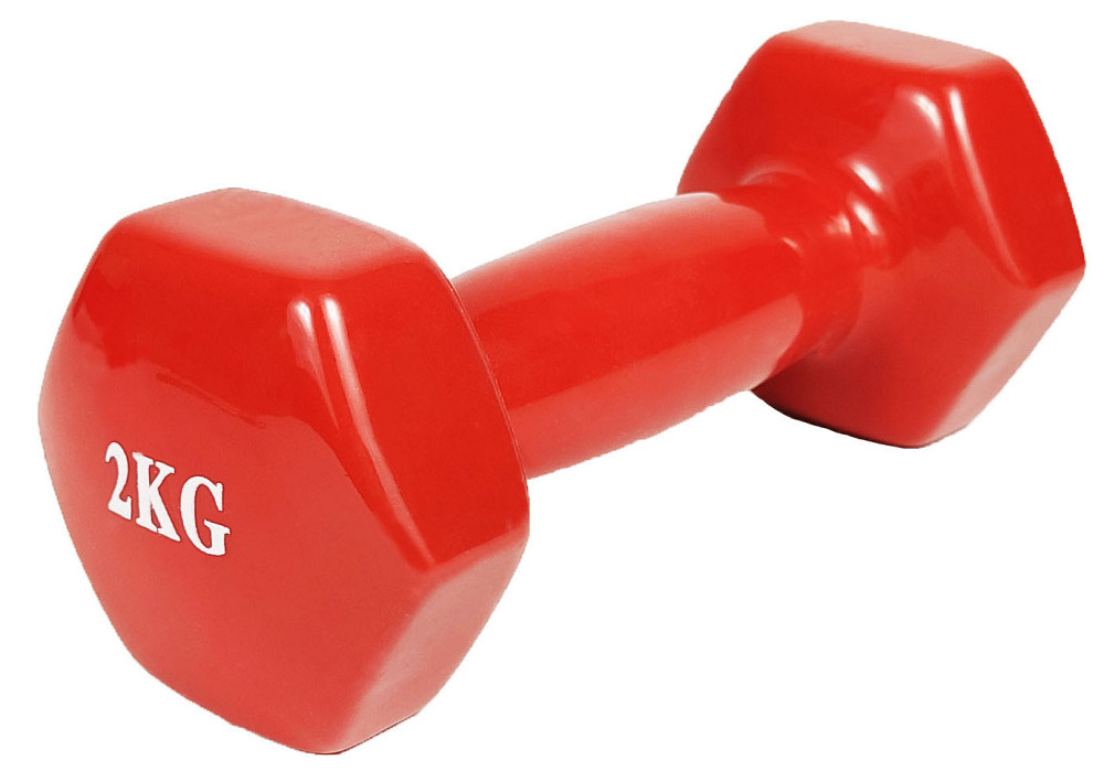Гантель для фітнесу 2.0 кг EasyFit із вініловим покриттям червона Коломия - фото 1