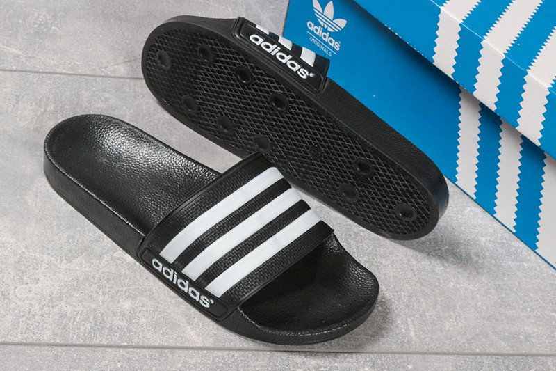 Жіночі спортивні капці Adidas чорні з білим Київ - фото 2