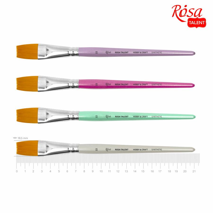Пензель синтетика плоска ДЛЯ ДЕКОРУ HOBBY & CRAFT 22 коротка ручка ROSA TALENT Київ - фото 1
