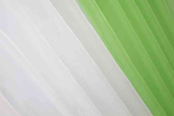 Кухонные шторки VR-Textil № 096к с подвязками салатовый с белым 400х170 см (50-846) Киев