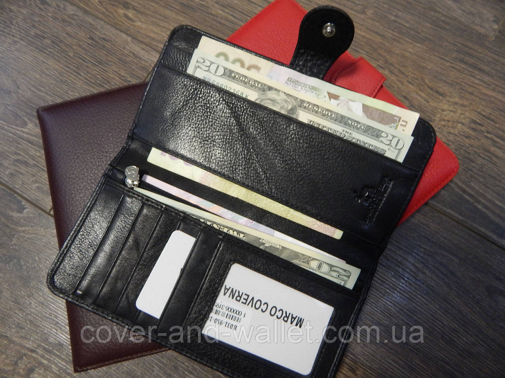 Стильный тонкий черный кожаный кошелек купюрник Marco Coverna MC031-950 Киев - изображение 2