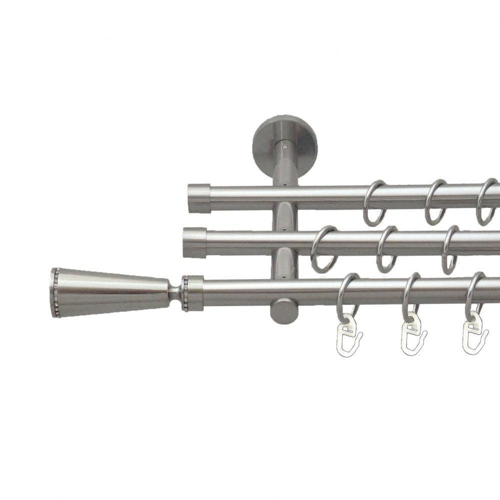 Карниз Orvit Меркурія металевий трирядний циліндр (20 см) гладка труба кільце металеве Нержавіюча Сталь 16\16\16 мм 300 см Львів - фото 1