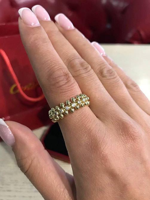 Кільце Cartier Juste un Clou ("зубчики") — покриття лимонне золото 18К / з цирконієм Одеса - фото 9