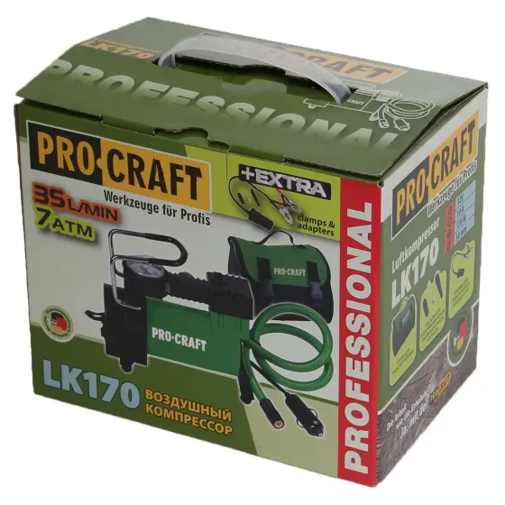 Автокомпресор Procraft LK170 120 Вт 7 атм з ручкою для швидкої підкачки компресор для накачування шин для коліс R13 R14 R15 Львів