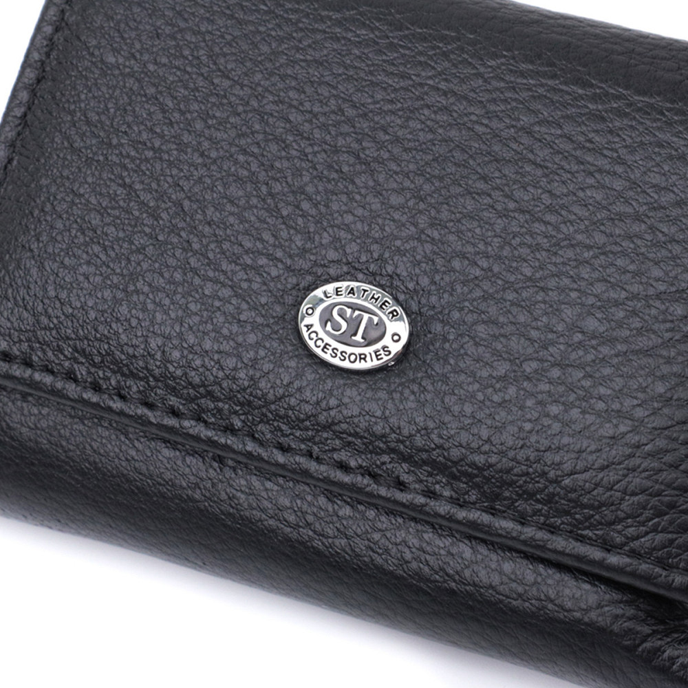Небольшое женское портмоне с монетницей из натуральной кожи ST Leather 22730 Черный Киев - изображение 5