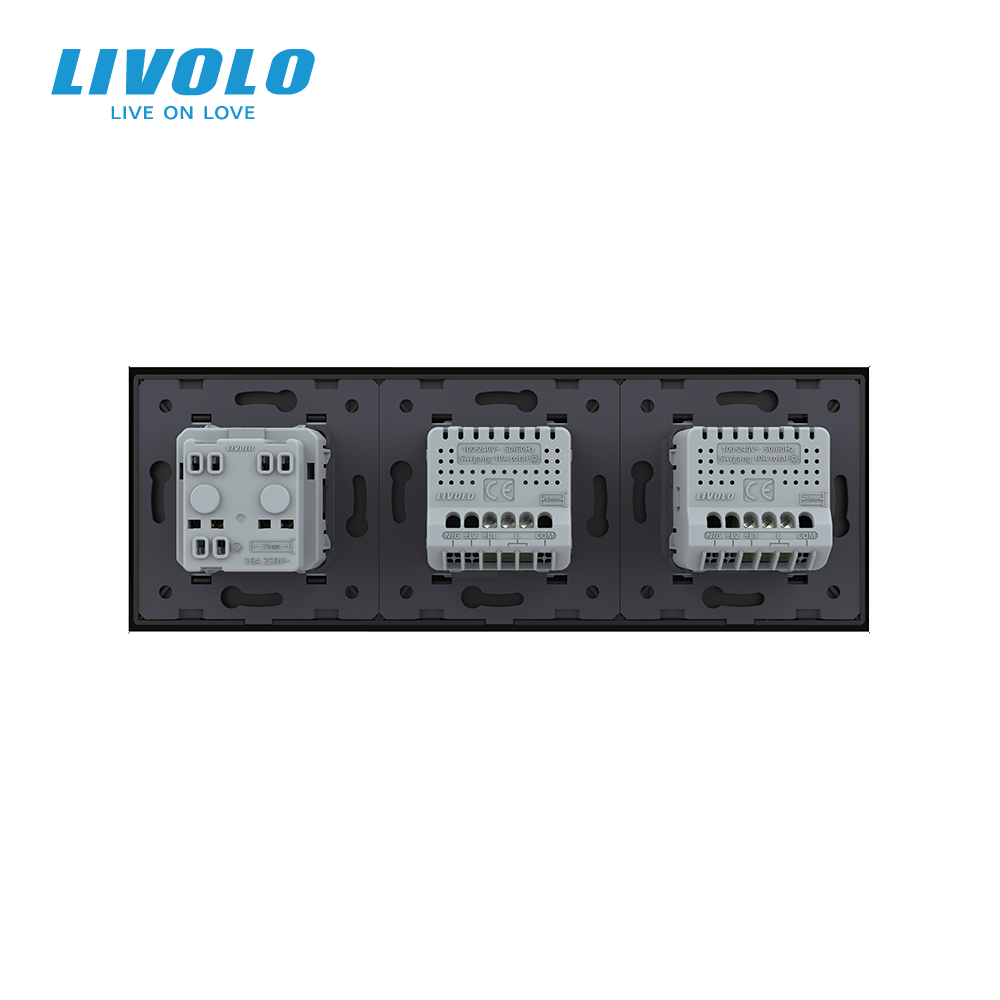 LIVOLO Сенсорний вимикач 2 сенсора (1-1) 1 розетка Livolo чорний скло (VL-C701/C701/C7C1EU-12) Коломыя - изображение 7