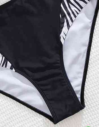 Роздільний купальник великого розміру жіночий леопардовий чорно-білий 3XL Київ