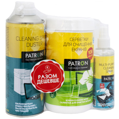 Универсальный чистящий набор Patron Spray f/tech100ml F3-009 +wipesF3-027 +sp.dusterF3-020 (CS-PN-BUNDL-3) Винница - изображение 1