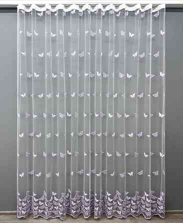 Тюль VR-Textil 1741т Фатин "Метелики" з вишивкою та люрексом Бузковий з білим 200х270 см (42-1108) Київ