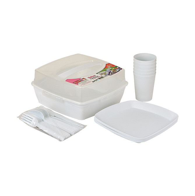 Набор посуды для пикника на 6 персон 32 предмета белый SP-180 