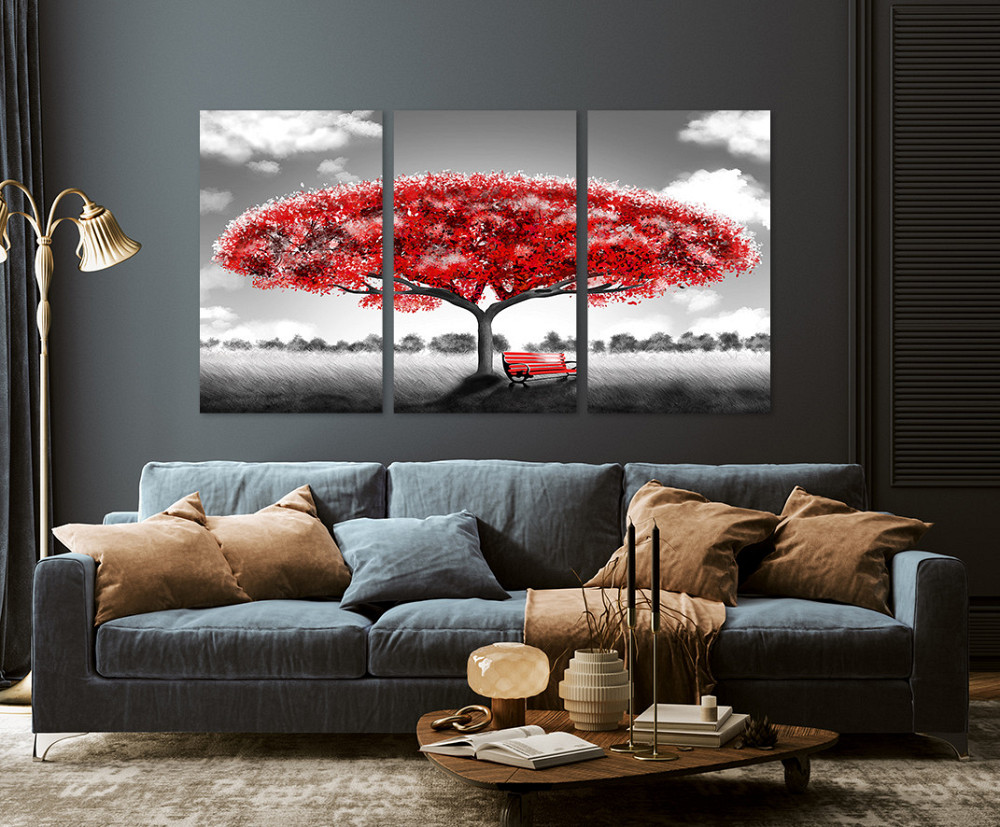 Модульная картина "Дерево з червоними листями Абстракція" Art-901_3A (53х100см) Київ - фото 2