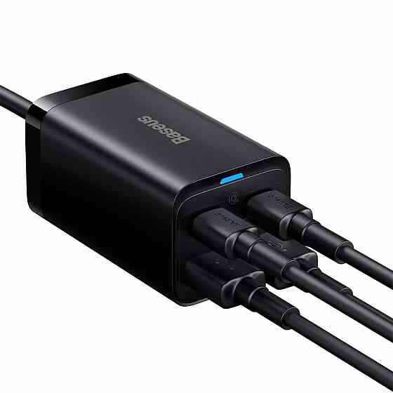 Мережевий зарядний пристрій Baseus GaN3 Pro Desktop Fast Charger 2C+2U 65W (Cable Type-C to Type-C 100W(20V/5A) 1m) Black Київ