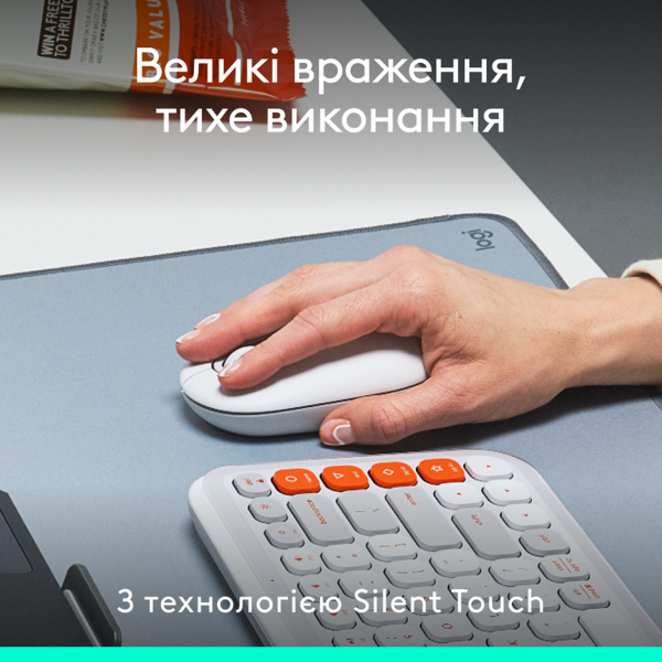 Миша Logitech POP with emoji Offwhite (L910-007411) (7031691) Киев - изображение 3