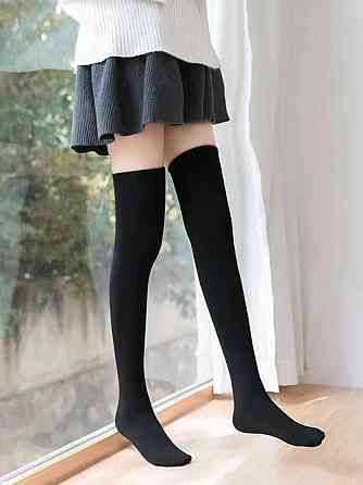 Чулки выше колена теплые 58 на 10 см черный Киев