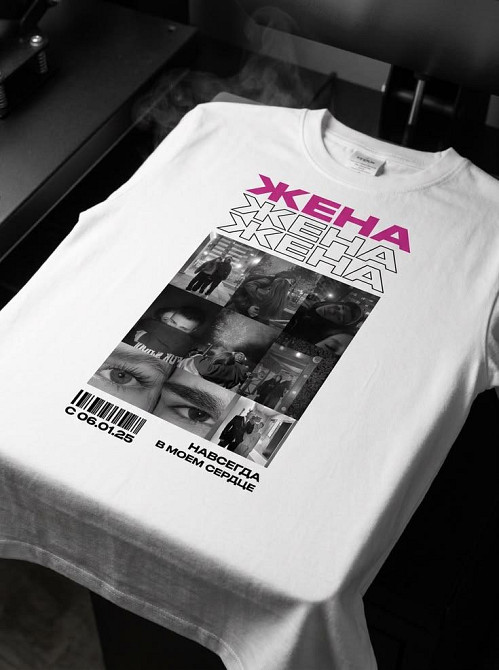 Футболка «ЖЕНА» з власним фотоколажем Персоналізована футболка з фото XXL, Білий Чернівці - фото 1