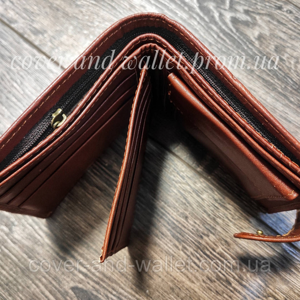 Світло-коричневий чоловічий шкіряний гаманець на кнопці середнього розміру Нorton Київ - фото 4