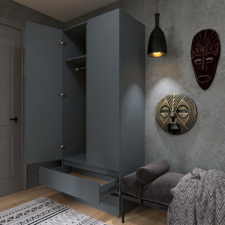 Шкаф двухдверный Эверест ШЛ-2 Лайт Графит (DTM-4912) Львов - изображение 4