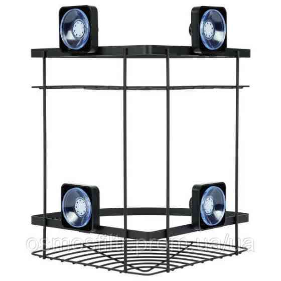 Полиця кутова Axentia 2 яруси 22х34х22 см на присосках чорна метал з порошковим покриттям (135969) Київ
