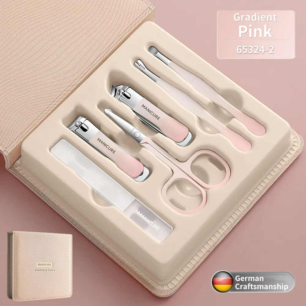 Маникюрный педикюрный подарочный набор для женщин и мужчин 7 предметов по уходу за ногтями розовый Белая Церковь - изображение 2