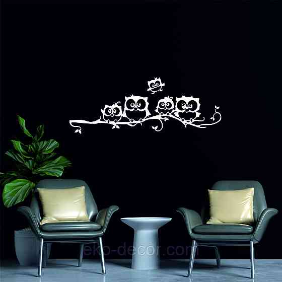 Декоративное настенное Панно «Совушки», Декор на стену 110*28 см, Белый Киев