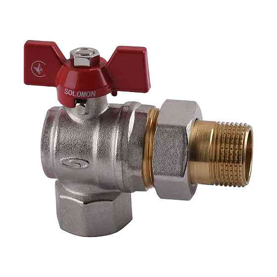 Кран шаровый угловой с американкой SOLOMON 1/2″ УСИЛЕННЫЙ B1043 (000001897) Киев