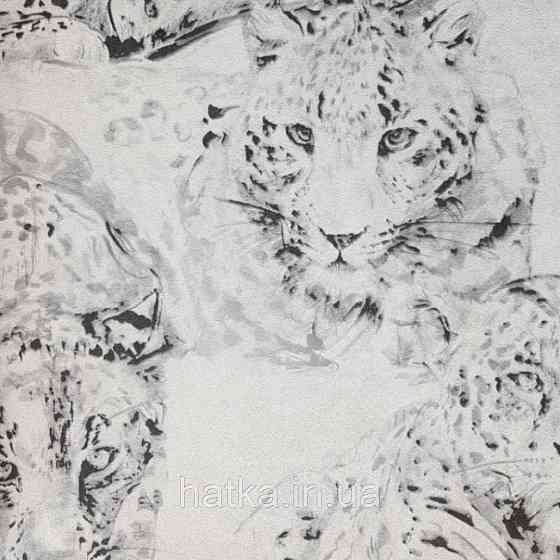 Обои виниловые на флизелиновой основе Decoprint BLOOMING BL22720 тигры серые на белом фоне Київ
