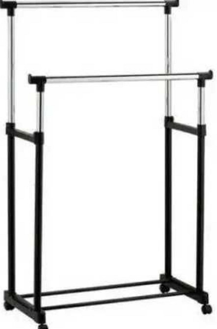 Зручна подвійна вішалка телескопічна стійка Стойка двойная для одежды. Харків - фото 1