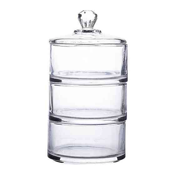 Yiwu Цукерниця триярусна скляна Ø 10 см з кришкою HP-YH-22 Київ