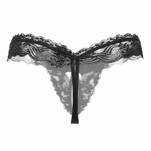 Стрінги з бусинками та бантиком чорні - розмір універсальний (на резинці), 15% нейлон, 85% поліестер Київ