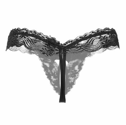 Стрінги з бусинками та бантиком чорні - розмір універсальний (на резинці), 15% нейлон, 85% поліестер Київ - фото 3