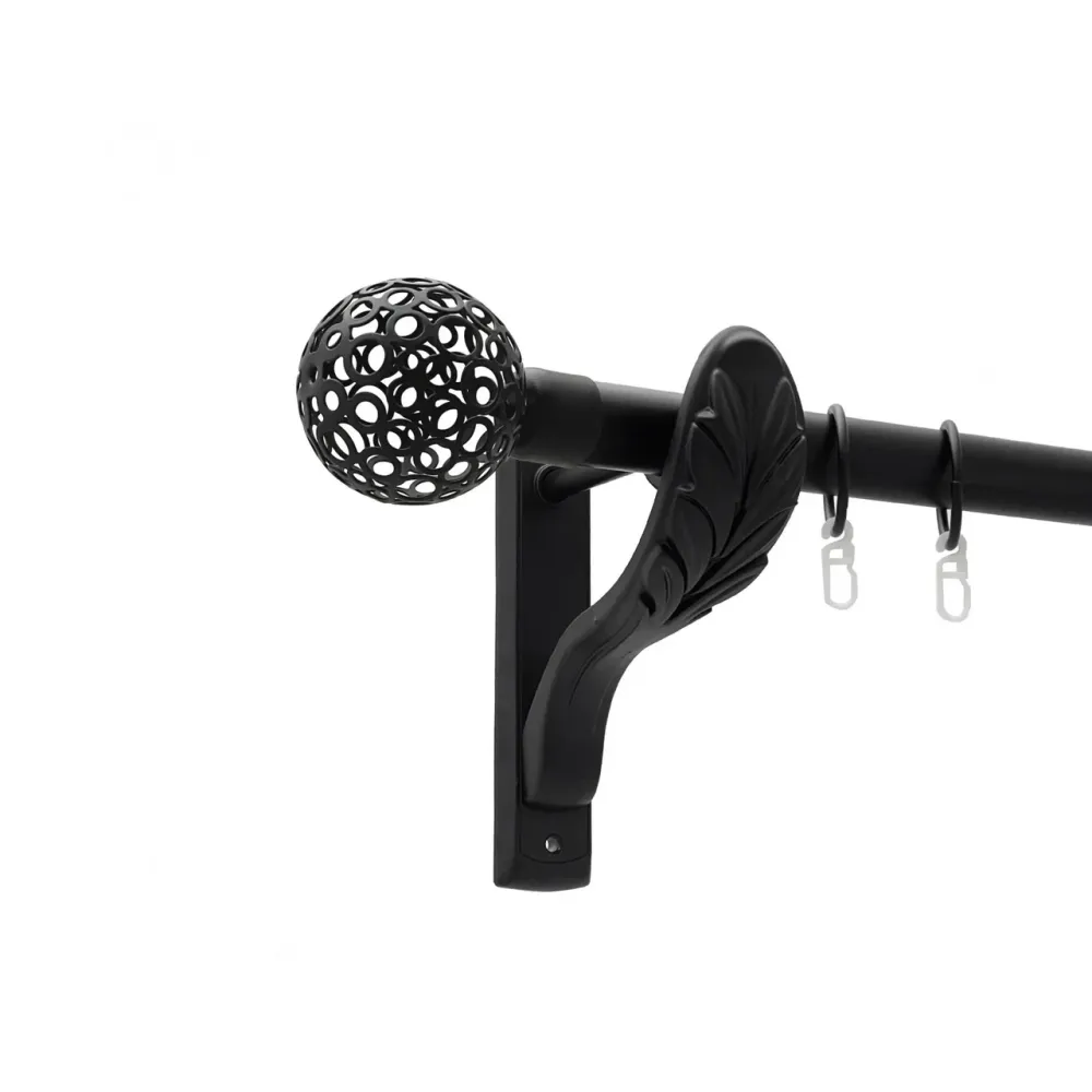 Карниз Orvit Савона металевий однорядний ретро гладка труба кільце металеве Чорний Оксамит 25 мм 160 см Львов - изображение 1