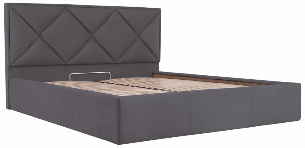 Ліжко Двоспальне Leeds VIP 180 х 200 см Місті Dark Grey З додатковою металевою цільнозварною рамою Темно-сірий Київ - фото 2