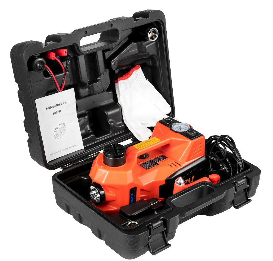 Електричний автодомкрат 3-в-1 BX-481 (5т, 12В), вбудований компресор, ліхтарик, висота 450мм, кейс Одеса - фото 4