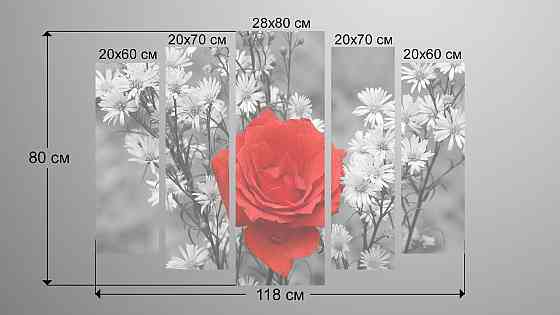 Модульна картина Квіти Троянда Art-3_5 Київ