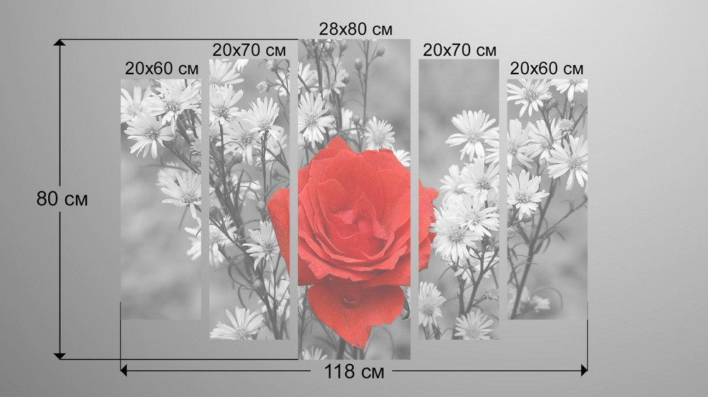 Модульна картина Квіти Троянда Art-3_5 Київ - фото 3