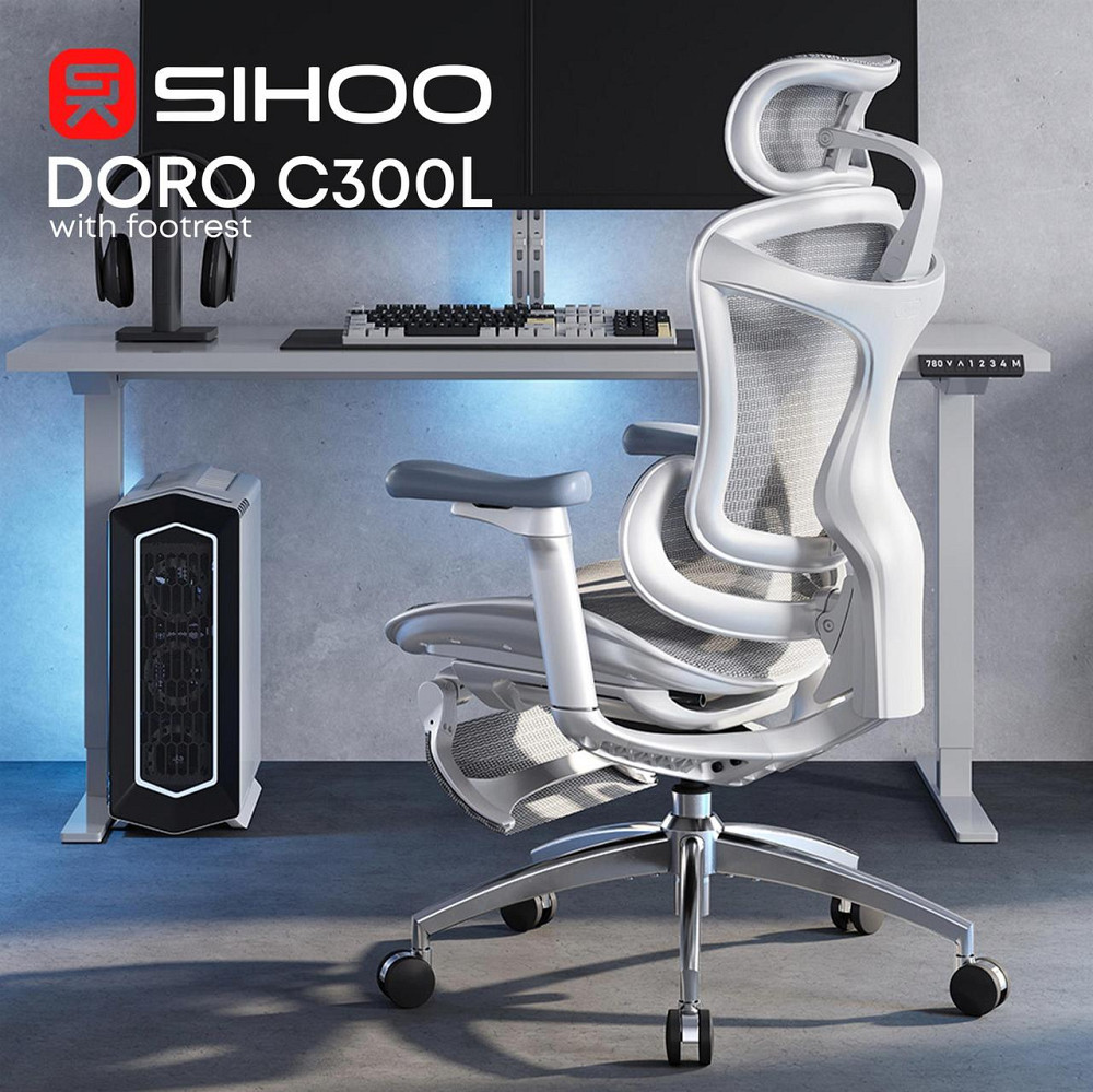 Кресло офисное Sihoo Doro C300L Mesh White with footrest (Doro-C300L-A3-102-JT) ( 14112 ) Харьков - изображение 8