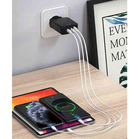 Зарядний пристрій 2xUSB-C PD 65W, USB QC 3.0, чорний Media-Tech (MT6252) Київ