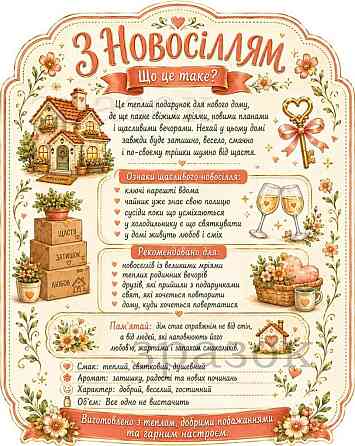 Етикетка на пляшку “З новосіллям” + контретикетка | подарункова наліпка на вино або ігристе на новосілля, у новий дім, новоселам Одеса