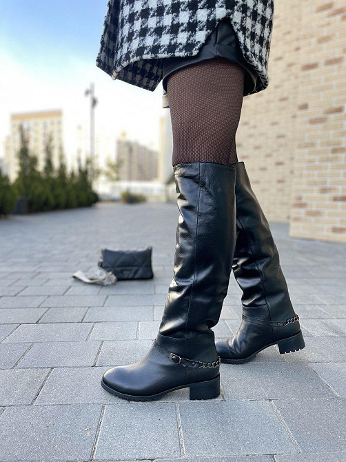 Valiente Чоботи жіночі VALIENTE чорні натуральна шкіра висота 46см обхват 35-36см розмір 38р. ( Коломия - фото 8