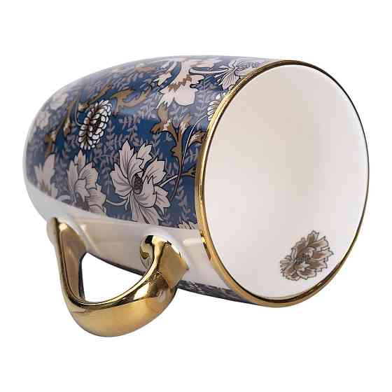 Порцелянова чашка 400 мл із золотим обідком і золотою ручкою RX-N240665BLW Київ