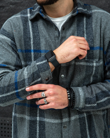 Сорочка чоловіча байка Сіро-синій M Харків