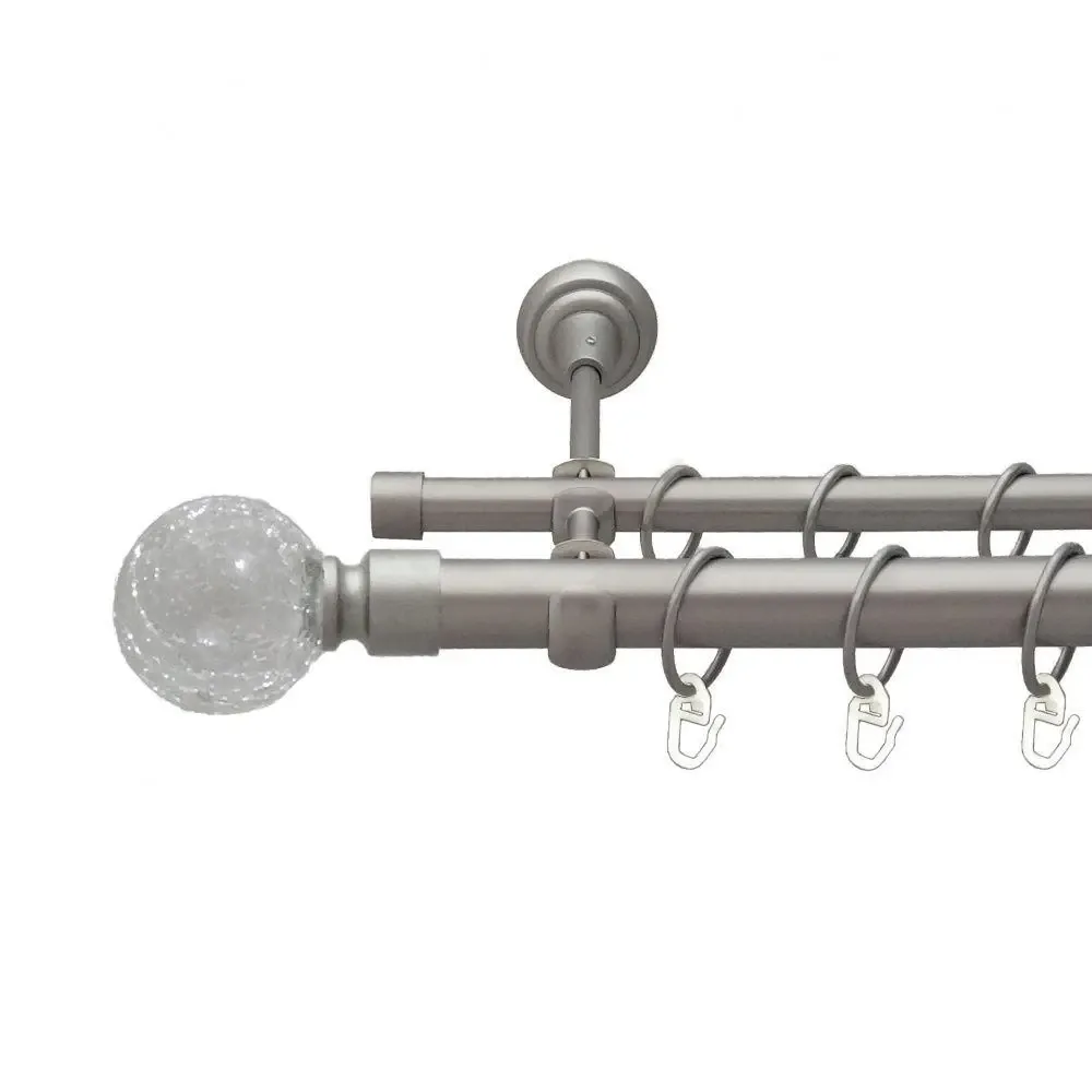 Карниз Orvit Сепія металевий дворядний відкритий гладка труба кільце металеве Сатин 25\16 мм 240 см (6353193) Львів - фото 1