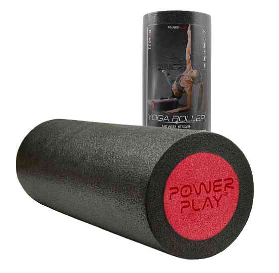 Масажний ролик (роллер) гладкий PowerPlay 4021 Fitness Roller Чорно-червоний (30x15см.) Каменское