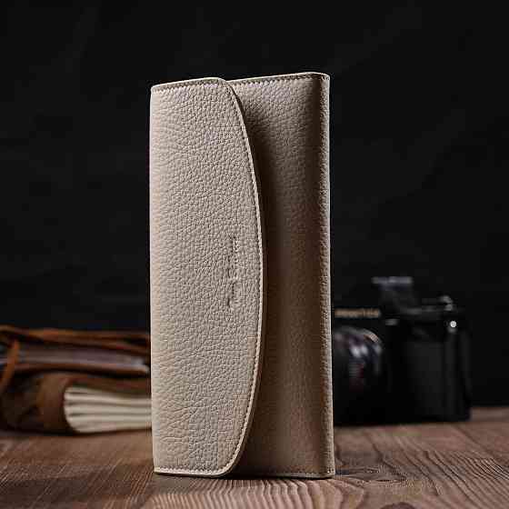 Интересный женский кошелек с монетницей на молнии из натуральной кожи Tony Bellucci 21965 Молочный Киев