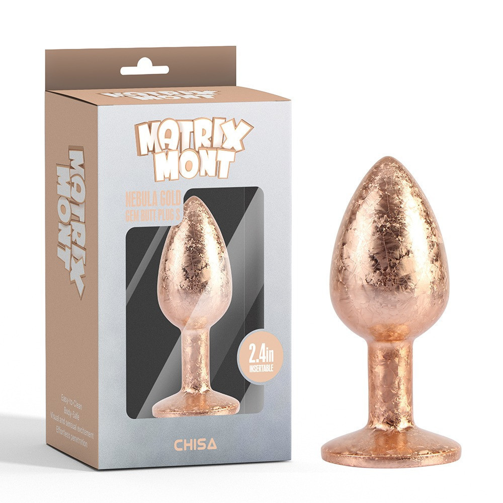 Анальна пробка золота поталь CHISA MATRIX MONT з білим каменем, розмір S Sex Aura Київ - фото 1