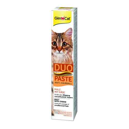 Паста GimCat DUO PASTE Anti-hairboll malt with cheese для кошек с чувствительным пищеварением всех пород мальт и сыр 50г Киев